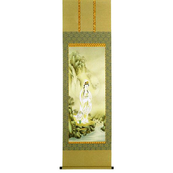 掛軸 岩上観音 川島玉峰 掛け軸 尺五立 全国貨物輸送無料 【smtb-k】【ky】