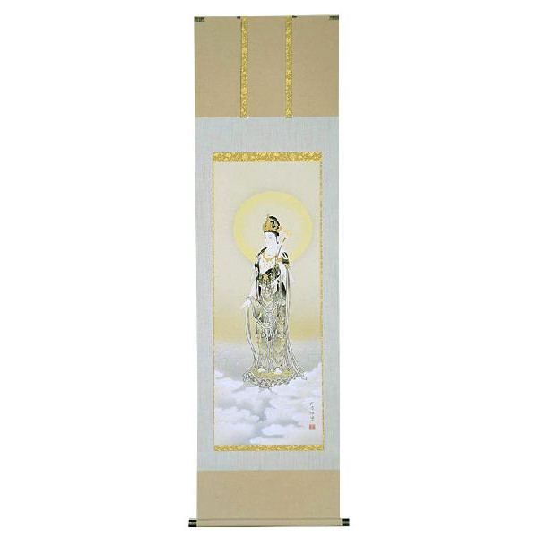 掛軸 雲上観音 野口孤堂 芸術年鑑 号：四万五千円 掛け軸 尺五立 全国貨物輸送無料 【smtb-k】【ky】