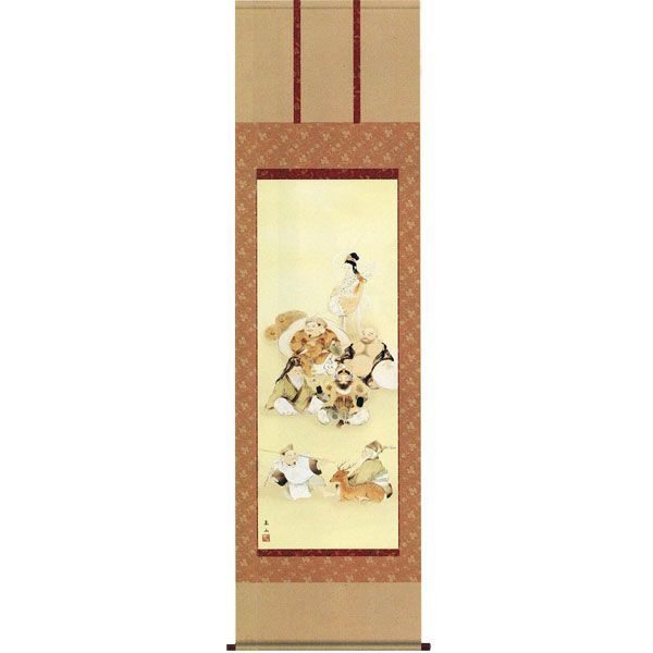 掛軸 - 掛軸 七福神 榎本東山 掛け軸 尺五 全国送料無料 【smtb-k