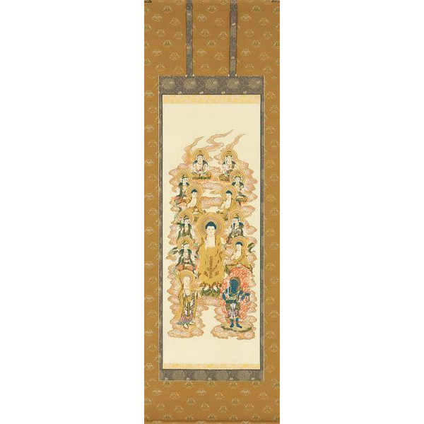 掛け軸 阿弥陀十三佛 芸術年鑑掲げる執筆者 芸術年鑑 号：五万千円 天然木瑞香 掛軸 全国貨物輸送無料 【smtb-k】【ky】