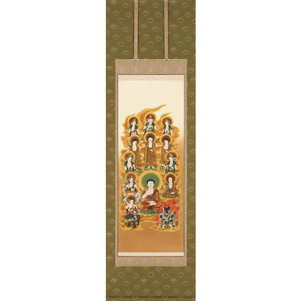 掛け軸 釈迦十三佛 芸術年鑑掲げる執筆者 芸術年鑑 号：五万千円 天然木瑞香 掛軸 全国貨物輸送無料 【smtb-k】【ky】
