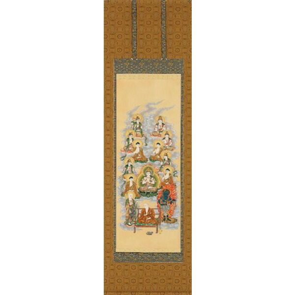 掛け軸 真言十三佛 芸術年鑑掲げる執筆者 芸術年鑑 号：五万千円 天然木瑞香 掛軸 全国貨物輸送無料 【smtb-k】【ky】