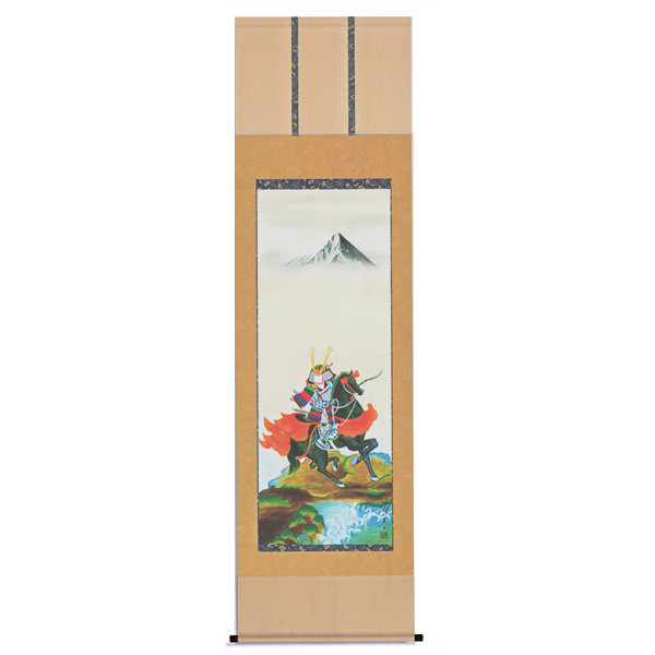 掛け軸　富峰武者　尺五立　榎本東山／掛軸　全国送料無料　【smtb-k】【ky】