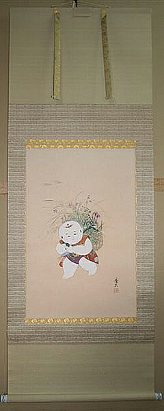 掛け軸　御所人形　加納秀石　美術年鑑掲載作家　掛軸　全国送料無料　【smtb-k】【ky】
