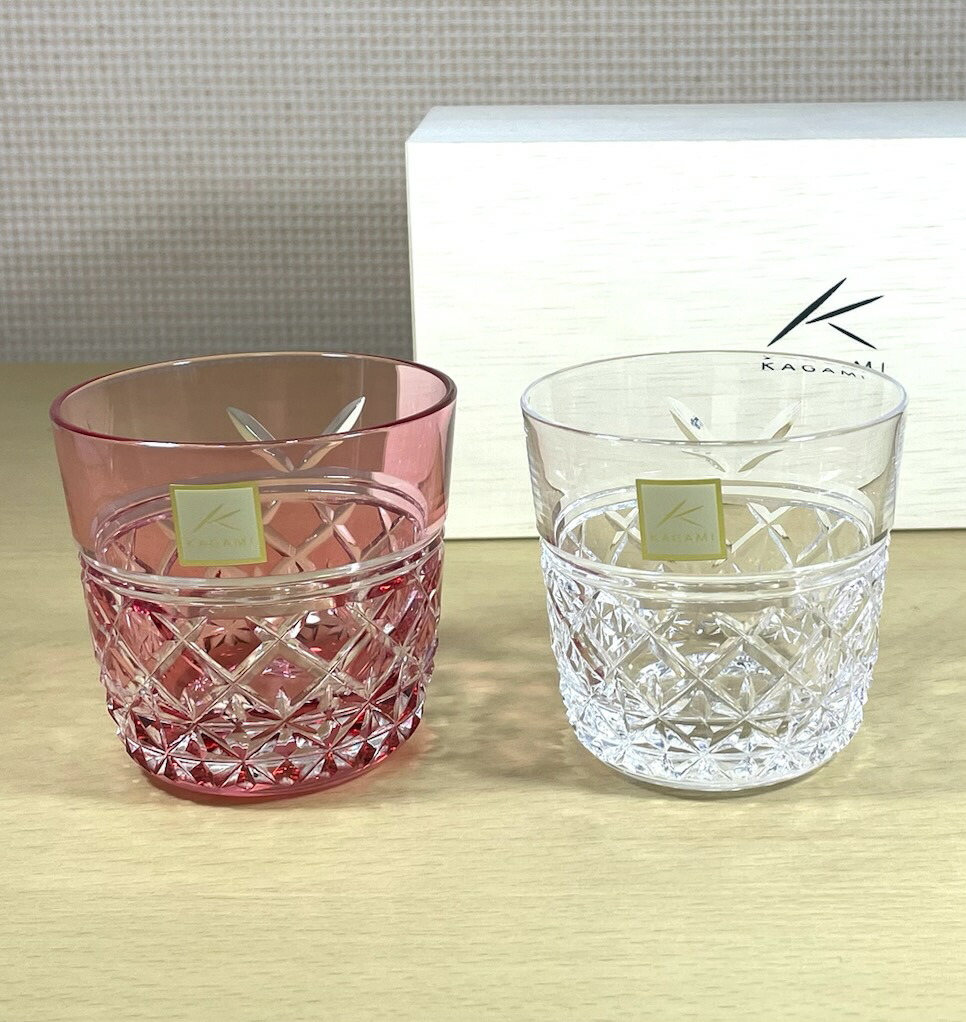 結婚祝い　名入れ江戸切子グラス カガミクリスタル　紅白ペア冷酒杯＜結＞　結婚記念品 周年記念品 両親へのプレゼント｜名入れギフトと表札　アトリエkana 17,505円