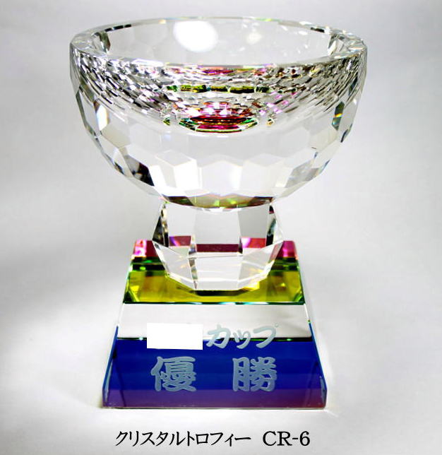 楽天市場 クリスタルトロフィーcr 6 優勝カップ 優勝トロフィー 表彰記念品 卒団記念品 名入れギフトと表札 アトリエkana