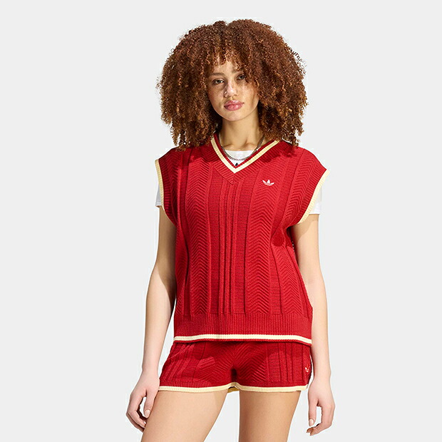 レディース ケーブルニット ベスト チームビクトリーレッド 【adidas originals|アディダスオリジナルス】lon66-kr7063|オリジナルスショップ