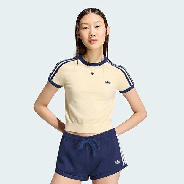 【尖んがり2倍】レディース 編み物 半袖 プルオーバー ウォームヴァニラ 【adidas originals|アディダスオリジナルス】mgu70-ks7376