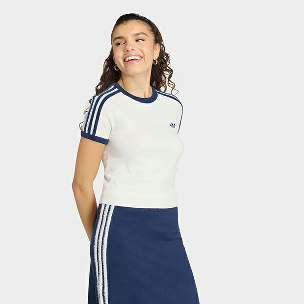 【尖んがり2倍】レディース 編み物 半袖 プルオーバー クラウドホワイト 【adidas originals|アディダスオリジナルス】mgu70-ks9952