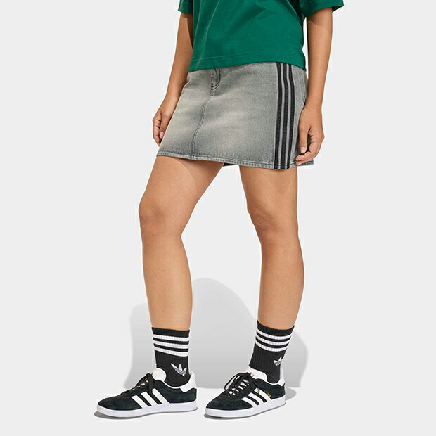 【尖んがり20倍】レディース アディカラー スリーストライプス ジーンズ スコート ウォッシュドグレーデニム 【adidas originals|アディダスオリジナルス】cq118-kd2925