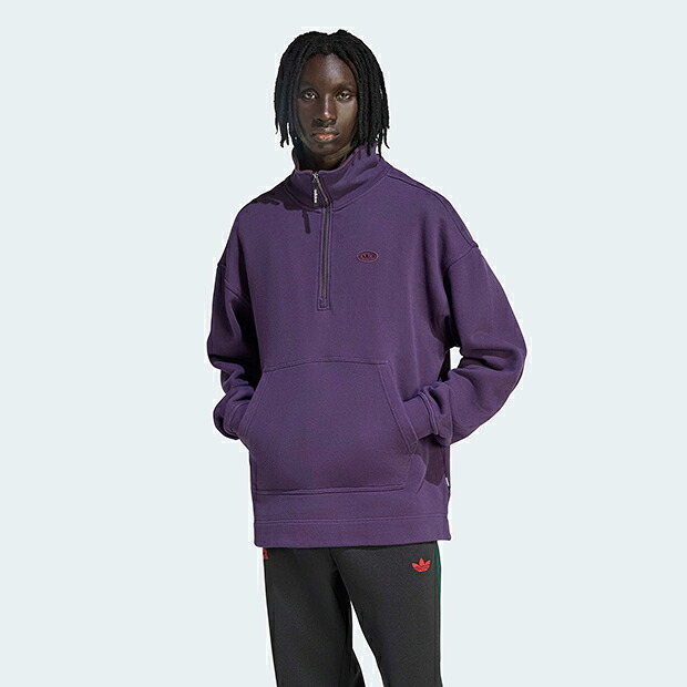 【SALE対象】90s オルタナティブ スポーツ ハーフジップ グラフィック フリース スウェットシャツ　オーロラプラム　【adidas originals|アディダスオリジナルス】tj930-ks6853