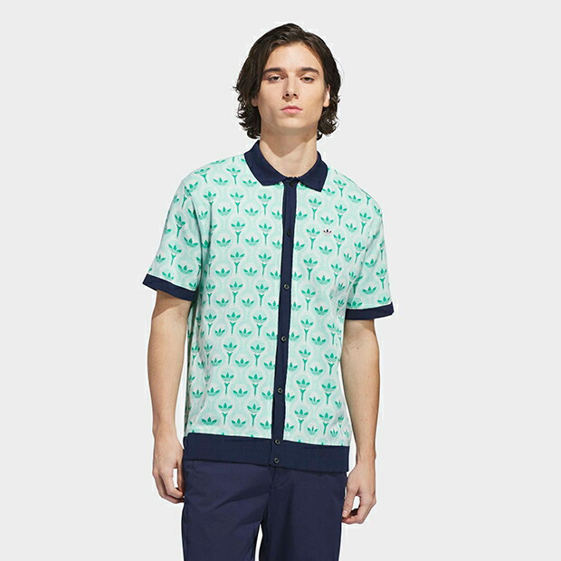 【SALE対象】メンズ オリジナルス 半袖 ニットポロシャツ　ホワイト&times;クリアミント　【adidas originals|アディダスオリジナルス】by277-kb3790｜オリジナルスショップ