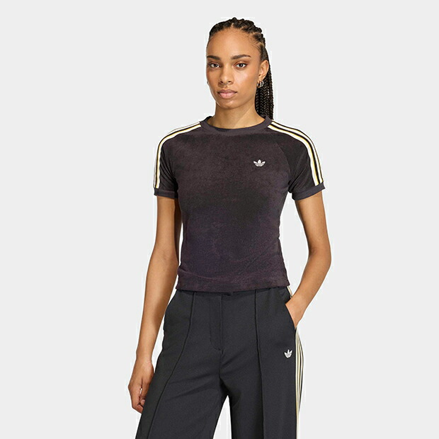 【4/15 23時～4/20 10時までポイント10倍】レディース テリータオル カリ 半袖Tシャツ　ブラック　【adidas originals|アディダスオリジナルス】p7580-kd1412
