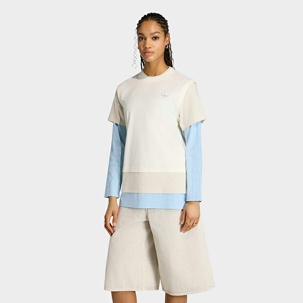 【4/4 20時～4/13 10時までポイント2倍】レディース ルーズ レイヤード 長袖Tシャツ　オフホワイト　【adidas originals|アディダスオリジナルス】uu927-kv1179