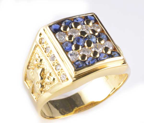 指輪・リング K18 サファイア 0.90ctダイヤモンド0.54ct 18金 リング ...