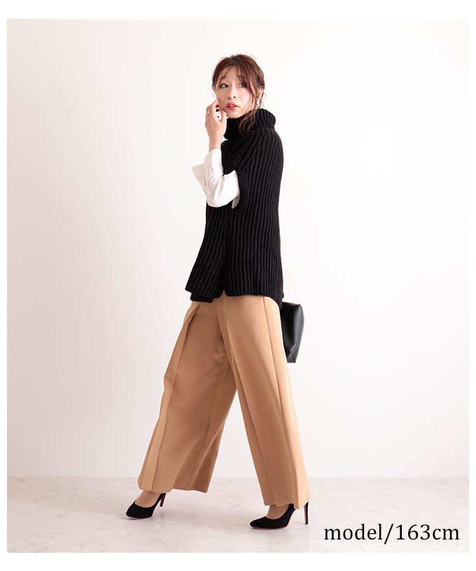 ローゲージニットのリブ編みタートルネックベスト トップス ニット ベスト レディース ファッション ブラック 黒 半袖 タートルネック リブ 秋 冬 秋冬 30代 40代 50代 60代 サワアラモード Sawaalamode Otona 大人 Kawaii 可愛い 洋服 かわいい服 Napierprison Com