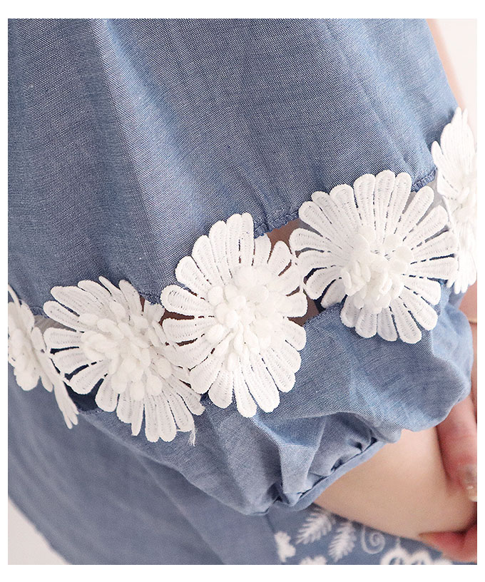 立体真っ盛りとボタニカル刺しゅう持成す綿布ブラウス レディースファッション トップス シャツ 青み 綿 華 七つ時間衣袂 プリンタン 夏 秋日 M L M号数数 Lサイズ 9号 サワアラモード アラモード Sawaalamode スイートアパレル Otona Kawaii 愛愛しい服 かわいい 可愛い