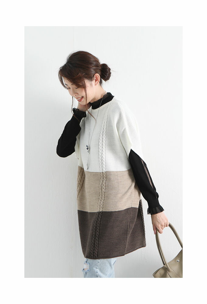 グラデーション色艶がドレスアップな日付本製編地チュニック レディース 流行り物 トップス チュニック アイヴォリー 成人愛しい 40料足 レディースファッション 50代令夫人 ファッション 60代 嫁さんファッション サワアラモード Sawa A La Mode Otona 9月灯かり 日歳