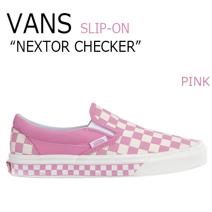 pink vans slip ons checkerboard