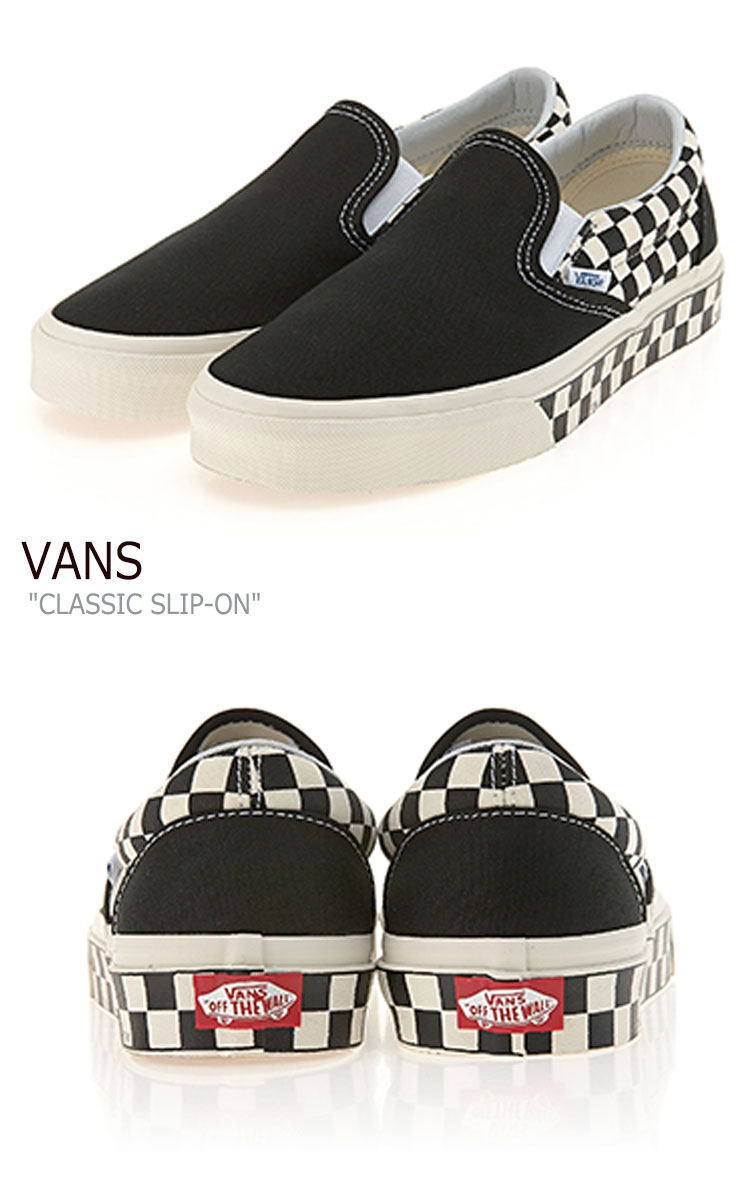 楽天市場 バンズ スリッポン スニーカー Vans メンズ レディース Classic Slip On Sidewall Check Black White サイドウォール チェック ブラック ホワイト Vn0a38f7ra9 シューズ A Labs