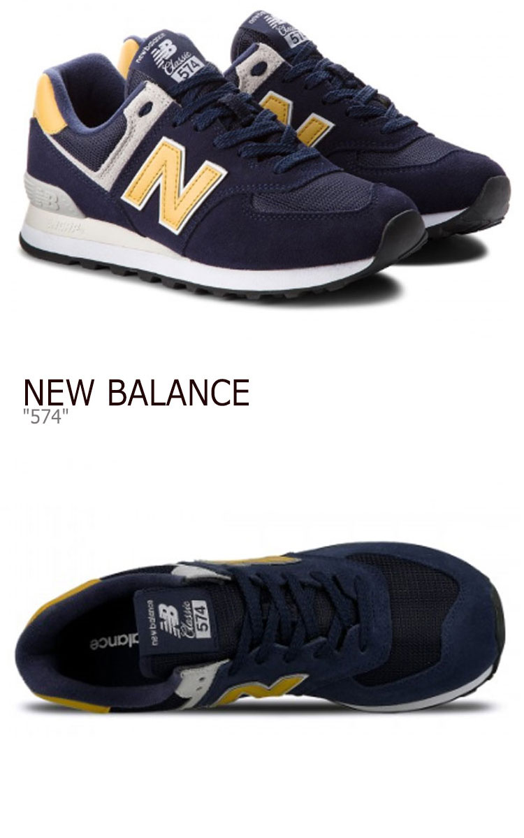 楽天市場 ニューバランス 574 スニーカー New Balance 574 ニューバランス574 メンズ レディース Navy ネイビー Yellow イエロー Ml574smb シューズ 中古 未使用品 A Labs