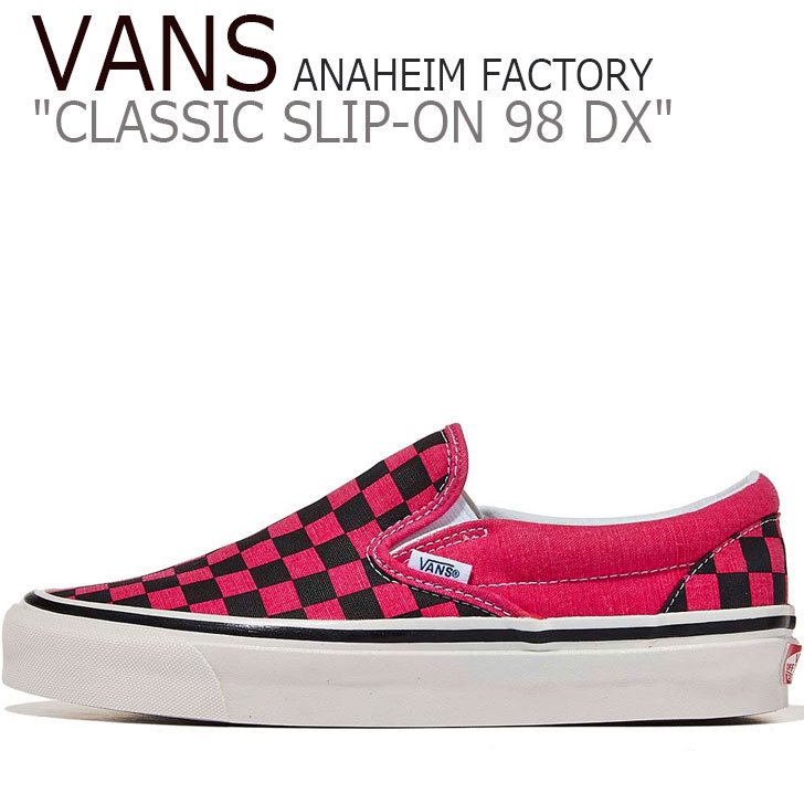 pink vans slip ons checkerboard