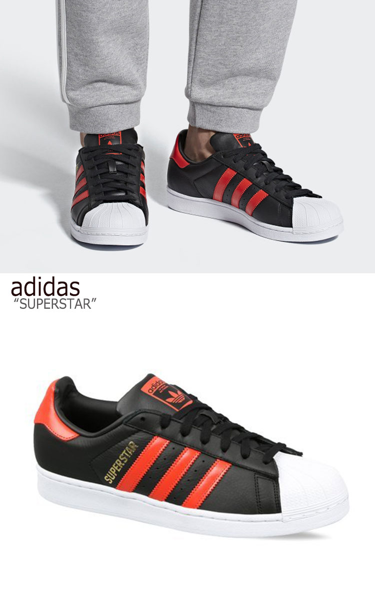 adidas superstar black and red