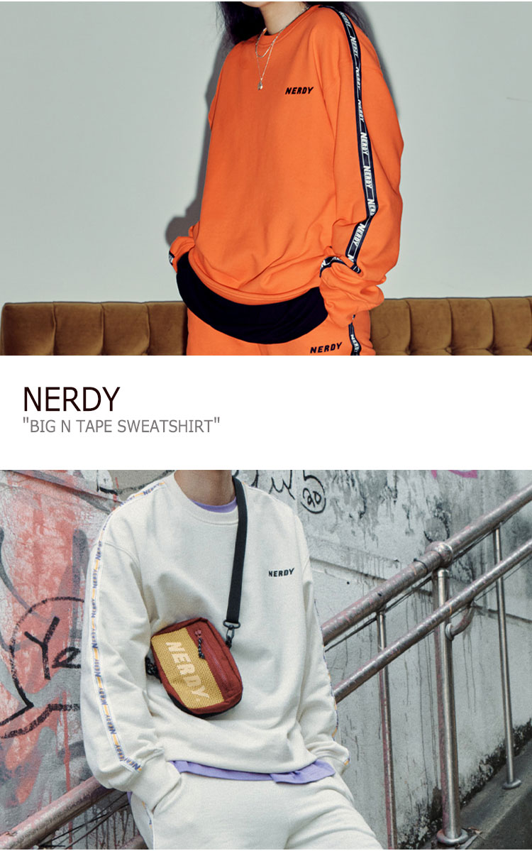 楽天市場 ノルディ トレーナー Nerdy メンズ レディース Big N Tape Sweatshirt ビック N テープ スウェットシャツ Black ブラック Cream クリーム Orange オレンジ Purple パープル ノルディー ウェア A Labs