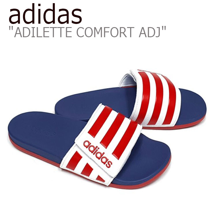 アディダス 家庭用スリッパ Adidas メンズ レディース Adilette Comfort Adj アディレッタ コンフォート Adj Red 赤 Biue 青味 Eg1346 シューズ 中古 未使い矜恃 Cannes Encheres Com