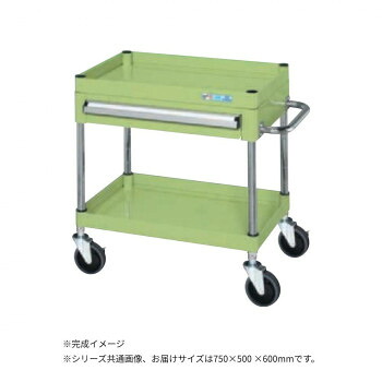 【エントリーでポイント5倍！マラソン期間限定！】サカエ CSパールワゴン中量タイプ 引出し付 グリーン CSP-7562ASE【送料無料】