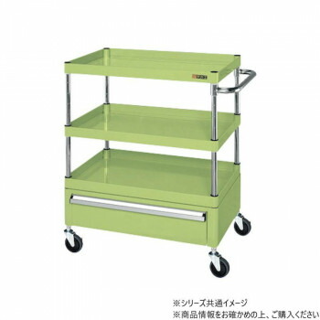 サカエ CSパールワゴン中量タイプ 引出し付 グリーン CSP-7573CSE【送料無料】