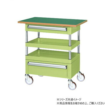 サカエ CSパールワゴン中量タイプ 引出し 天板付 グリーン CSP-7572ACTF【送料無料】