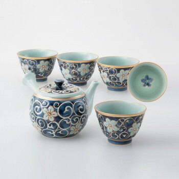 55547　唐草桔梗 急須茶器揃【送料無料】