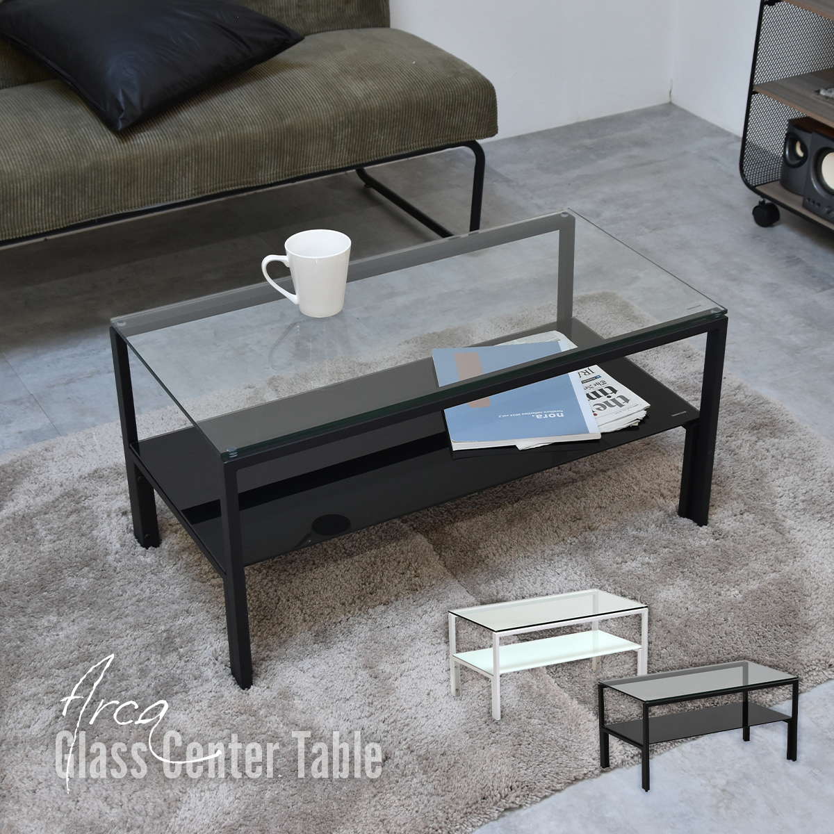 楽天市場】（ブラックフライデー）ガラステーブル おしゃれ 幅76 奥45