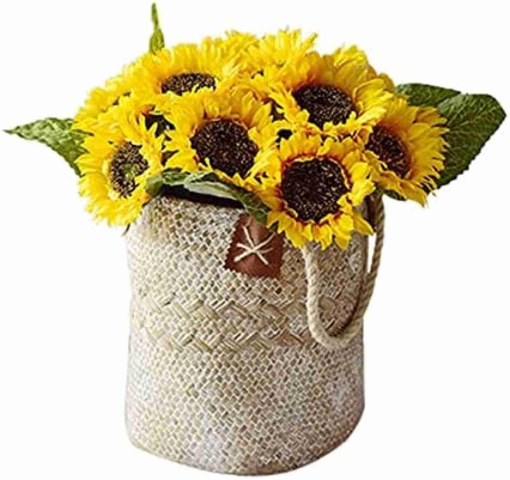 【百貨店SALE】鉢植え 人工ひまわり胸花造花の花コンピューターシミュレーション花のかざり付ける御芽出度の一覧表の真っただ中的な家の御厨子所人工草木黄味がかった