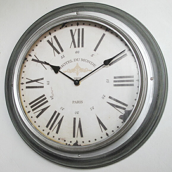 Wall Clock Og Large Antique Roman Numeral Silver Rim Br 59