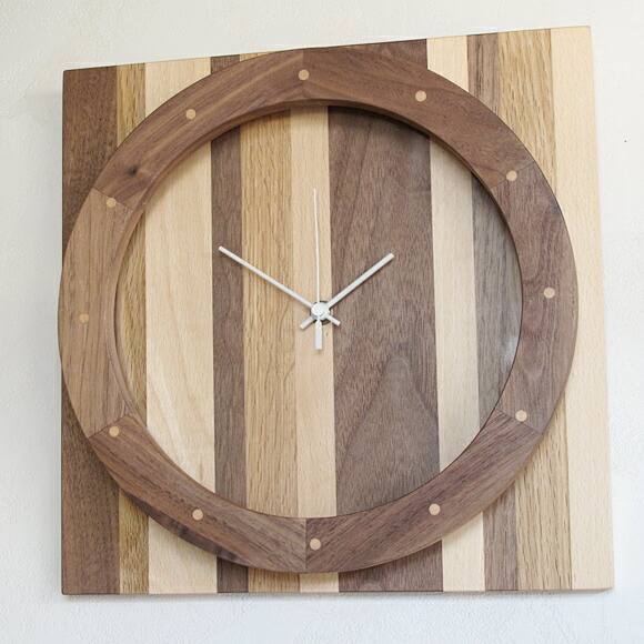 Wall Clock Wooden Tree Japanese Oak Living Handmade Mosaic Work Ring And Corner Pm 0450000mx