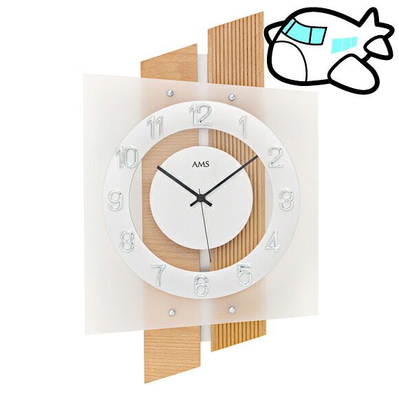 AMS ドイツ製 掛け時計 木製　リビング ギフト記念品 開院祝い 開業 オフィス ロビー AMS5530