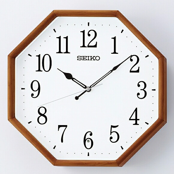 セイコー(SEIKO) 掛け時計 電波時計 風水 八角形 木枠 スイープ 音がしない 静音タイプ KX263B (検) おしゃれ 掛け時計 掛時計 かけ時計 木製 北欧