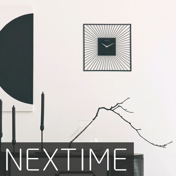 ネクスタイム NEXTIME 大型 45cm 掛け時計 掛時計 アナログ 時計 秒針なし スイープ 音がしない 静音タイプ アイアン Vasco Square ブラック　(NT-3303ZW)｜インテリア雑貨a-mon（エエモン）