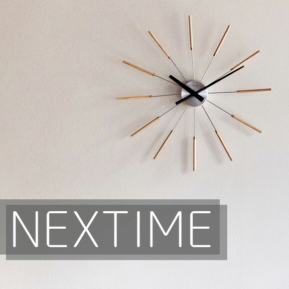 NEXTIME ネクスタイム 大型 58cm 掛け時計 掛時計 アナログ 時計 スイープ 音がしない 静音タイプ スチール Radiant Clock Stick ナチュラル 木製 ミッドセンチュリー (NT-J013)|インテリア雑貨a-mon(エエモン)