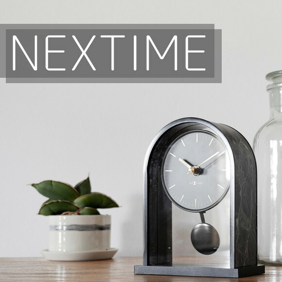 NEXTIME ネクスタイム 小型 置き時計 置時計 振り子時計 アナログ ステップ Marble Pendulum ブラック (NT-J028)|インテリア雑貨a-mon(エエモン)