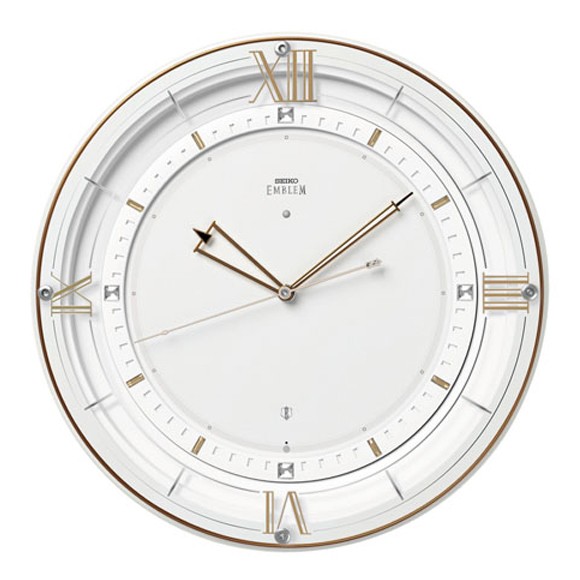 セイコー (SEIKO) EMBLEM 掛け時計 電波時計 スイープ 音がしない 静音タイプ おやすみ秒針 HS556W|インテリア雑貨a-mon(エエモン)
