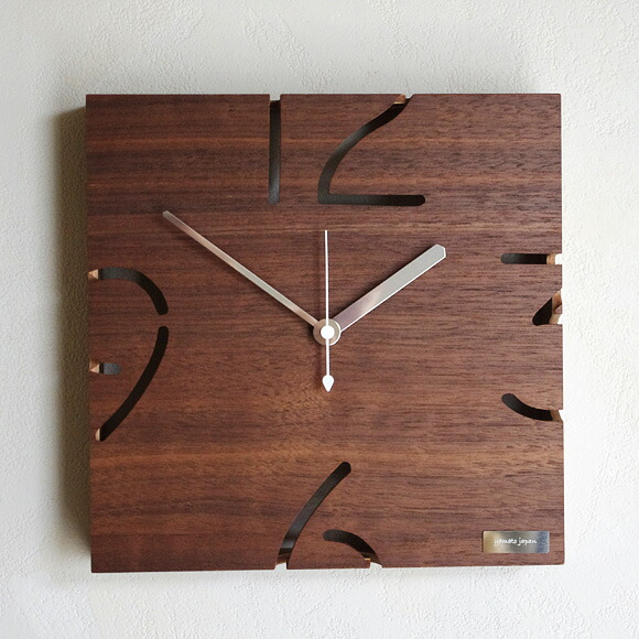 掛け 掛時計 時計 木製 木 四角 濃茶 ブラウン cm デザイン 日本製 ユニーク 北欧 シンプル ギフト お祝い 贈り物 人気 おしゃれ マンション リビング パズル 09 105ウォルナット Yc09 105wall Francophile Dk
