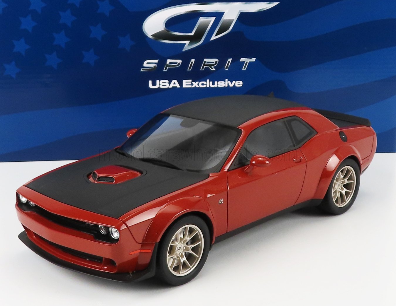 Dodge Challenger ミニカー 青と赤のストライプ 1/18 2021 Dodge Challenger Super Stock Blue Red Stripes 1/18