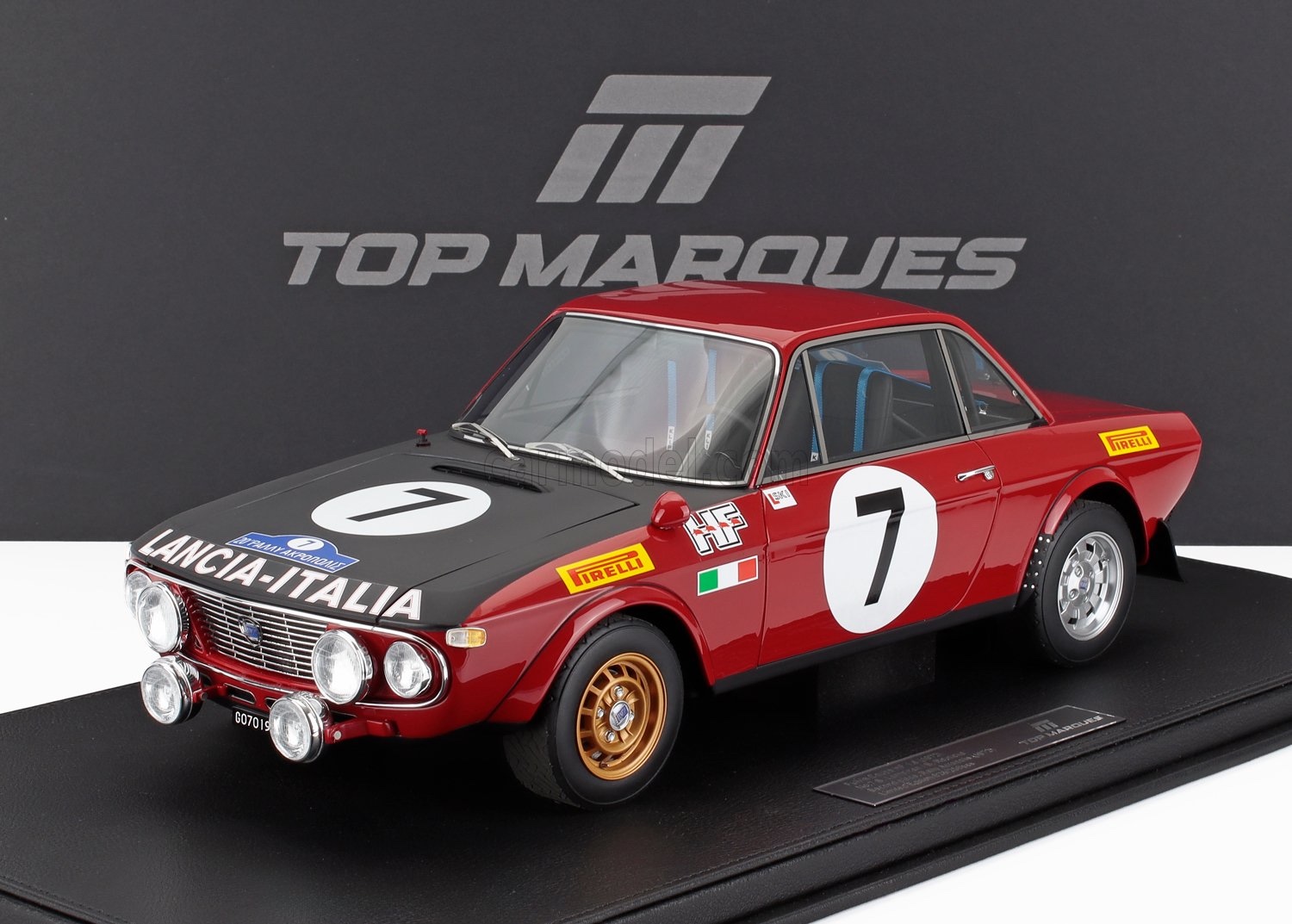 ミニカー 1/12 ランチア フラヴィア 1600 TOPMARQUES 1/12 LANCIA FULVIA HF 1600 COUPE (night version) N 7 2nd RALLY ACROPOLIS 1972 RED TMR12-58A｜ミニカーショップ ええもん堂