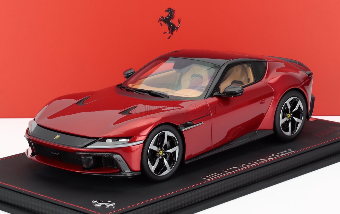 ミニカー 1/18 フェラーリ 12チリンドリ BBR-MODELS 1/18 FERRARI 12CILINDRI V12 830cv PANORAMIC ROOF 2024 ROSSO FUOCO - RED MET BLACK P18254G-VET