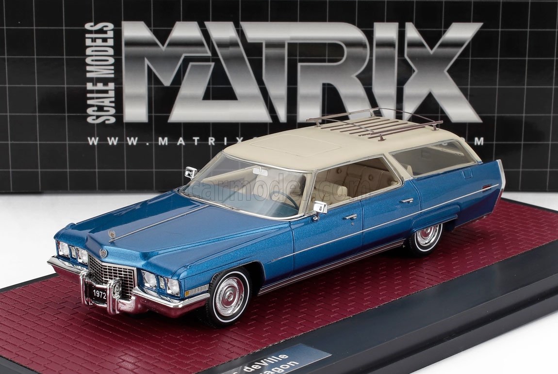 ミニカー アメ車 1/43 キャデラック 天魔波旬 手押し車 MATRIX SCALE MODELS 1/43 CADILLAC DEVILLE SW STATION WAGON 1972 BLUE CREME MX20301-483