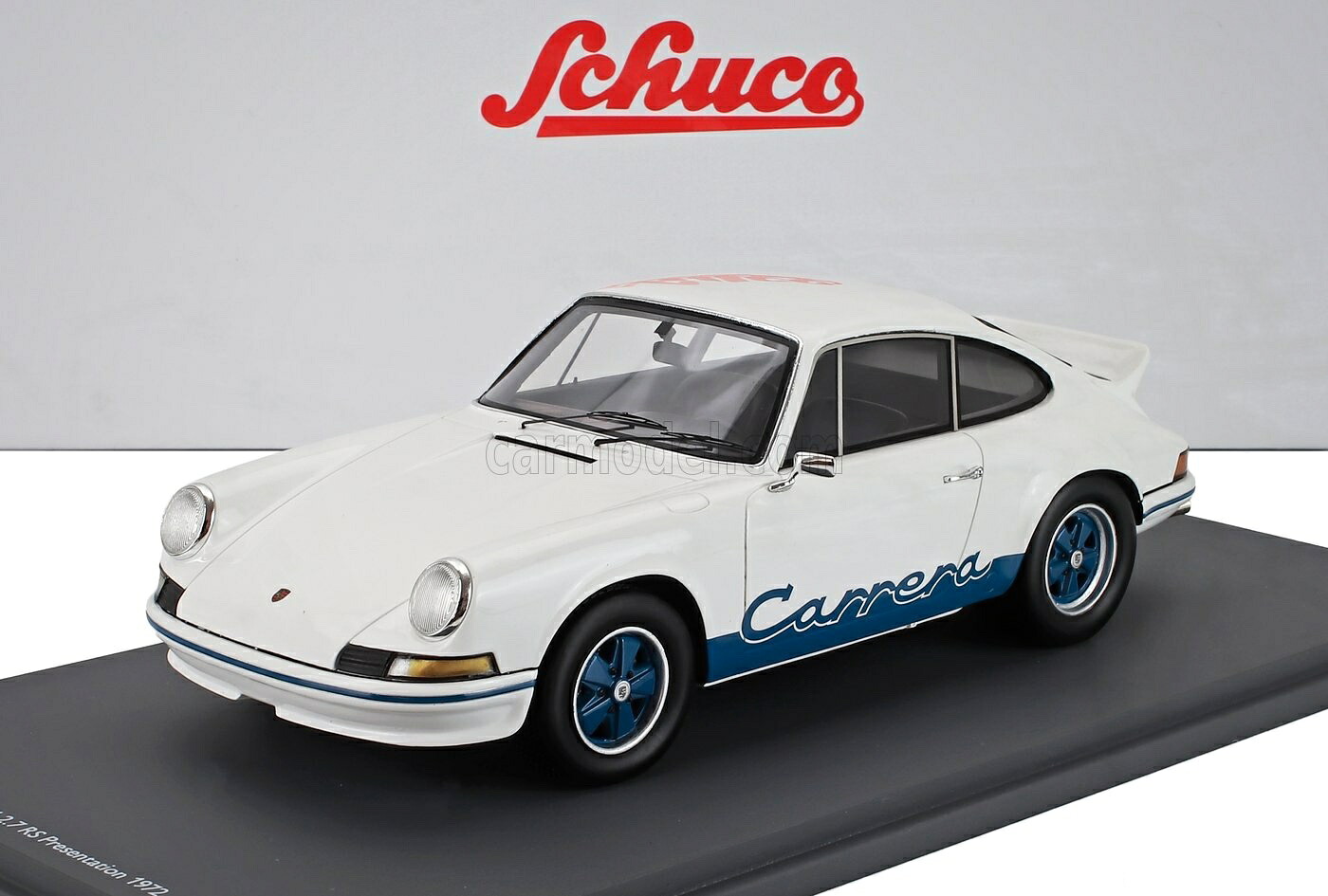 ミニカー 1/18 ポルシェ 911 GT2 SCHUCO 1/18 PORSCHE 911 2.7 RS COUPE PRESENTATION 1972 WHITE BLUE 18U00062｜ミニカーショップ ええもん堂