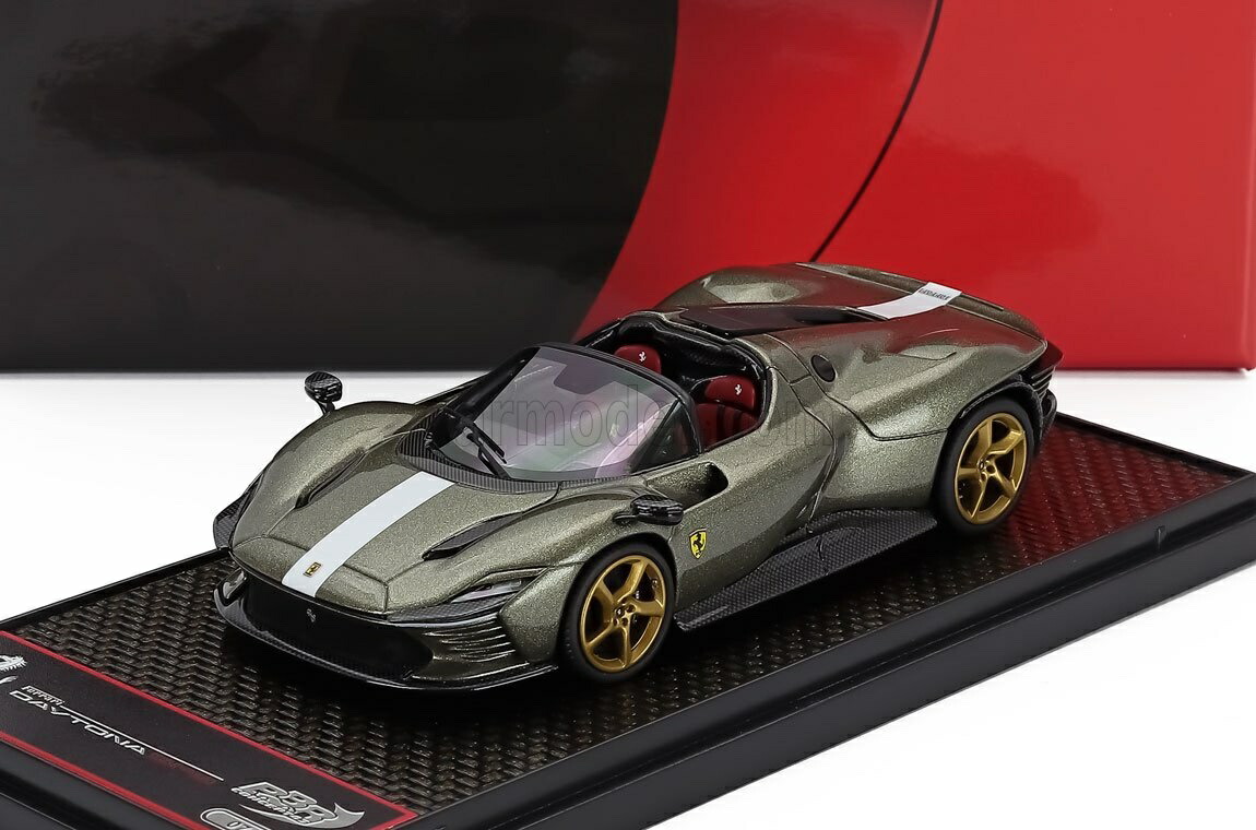 ミニカー 1/43 フェラーリ デイトナ BBR-MODELS 1/43 FERRARI DAYTONA SP3 SERIE ICONA OPEN ROOF 2022 VERDE MANZONI - DARK GREEN WHITE BBRC267TMF1|ミニカーショップ ええもん堂